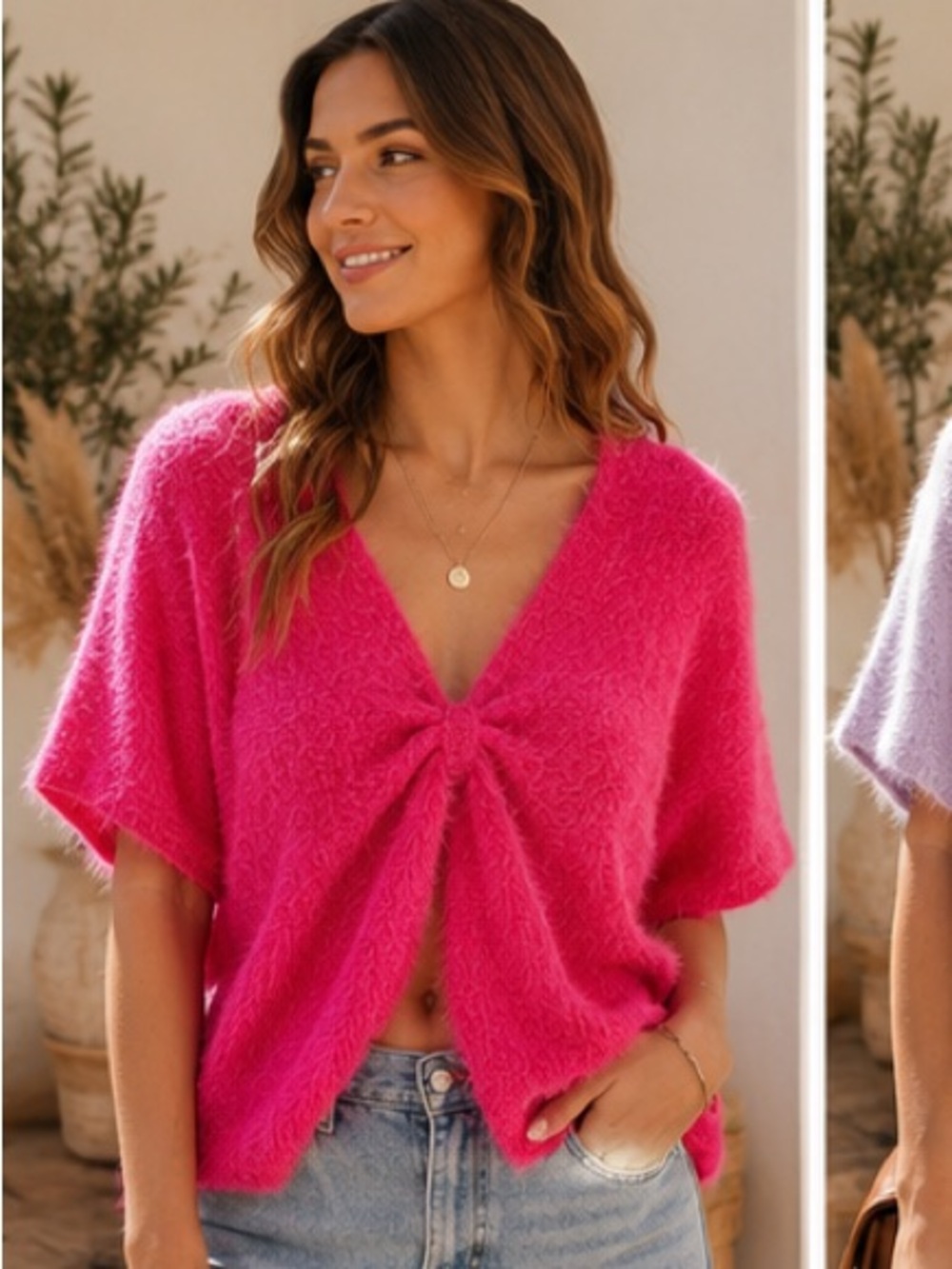 🇮🇹 Made in Italy Fuzzy Twist-Front Sweater